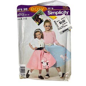 Y2K Simplicity 4913 Childs Girls Circle Skirt Sewing Pattern Sizes 3-12 UNCUT